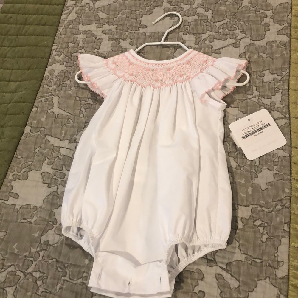 Smocked petit Bebe girls bubble romper